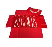 SCIKHEFT Premium Jewelry Roll Organizer for 16 Necklaces 55cm x 29cm Metal Snap & Velcro Closure - Ideal for Travel and Storage (Red)