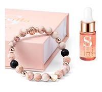 Scilla ROSE Anxiety Relief Charm Bracelet for Women - With Good Sleep, Inner Peace Essential Oil, Jasper Beaded with Love Charm, Mindfulness and Self-Care Gift Set, Birthday Present