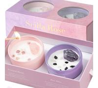Scilla Rose Luxury Crystal Candle Gift Set for Women - Rose Quartz & Amethyst Soy Wax Scented Candles | Birthday Gift for Her, Mother’s Day Gift, Relaxation Pamper Set