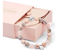 Scilla Rose Women's Aromatherapy Crystal Bracelet with Pink Rose Quartz & Lava Stone | Size: 18.5 cm Scilla Rose Pink 18.5 cm