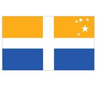 Scilly Flag Sticker, Red Blue and Yellow Cross Design, 12.7 x 7.5 cm, Pack of 2