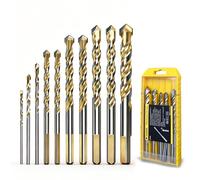 Scimaker 10PCS Drill Bits Set,Professional Masonry Drill Bits Set for Concrete,Glass,Brick,Plastic,Cement and Tile (3mm 4mm 5mm 6mm 6mm 8mm 8mm 10mm 10mm 12mm)