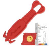 Scimaker 12 Pcs Safety Box Cutter & Letter Opener - Red, Concealed Blade, 135mm, for Tape Splitting, Shrink Removal and Mail Opening.