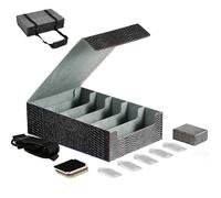 Scimi Magnetic Leather Trading Card Storage Box - 5-Row Deck Case Design, 3900+ Capacity for YuGiOh, MTG, TCG and Sports Cards, Includes 24 Colorful Dividers & 5 Card Supports (15.8in, Dragon)