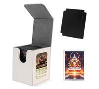 Scimi MTG Deck Box for Commander Display,Card Deck Case Fits 100 Double Sleeved Cards, Magic Commander TCG Card Leather Storage Box with 2 Dividers and 1 Toploader (White)