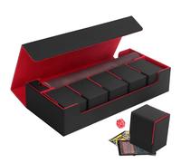 Scimi Premium Trading Card Storage Case TCG Deck Box Holds 2200+ Sleeved Cards for MTG, YuGiOh, Uno, Sport with Strong Magnet Closure (Black & Red)