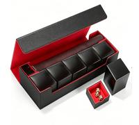 Scimi Premium Trading Card Storage Case TCG Deck Box Holds 2200+ Sleeved Cards for MTG, YuGiOh, Uno, Sport with Strong Magnet Closure (Black & Red)