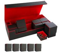 Scimi XXL 6-in-1 Commander Deck Box, 1800+ Cards, 5 PU 100+ MTG Deck Boxes | PU leather, card mat storage, strong magnetic clasps, 10 colorful dividers, for YuGiOh, Gundam, TCG & sports card collections