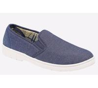 Scimitar Mens Twin Gusset Slip On Casual Textile Shoes (8 UK) (Navy Blue Denim)