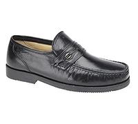 Scimitar M 478A Black Leather Casual Slip-On Shoes (9 UK)