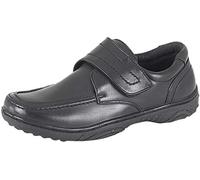 Scimitar © Mens Leather Lined Casual Shoes Touch Fastening Plus Extra Comfort Shock Absorbing Insoles (UK 6, Black)