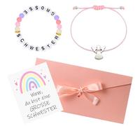 Scinzene Big Sister Set, Includes 2 Pieces Bracelet and Card Envelope, Big Sister Gift, Gift for Birth Girl, for Child Girls Sisters