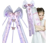 Scinzene Bow School Cone, Butterfly Bow School Cone for School, Sugar Bags Girls Boys, Reusable Decoration, Light Purple Craft Set, 60 x 20 cm, Pink