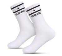 Scinzene Schulkind Socks 2025 Boy, 2 Pairs Pack of First Day of School Gift for Boys Ideal School Cone Filling, Breathable Cotton Socks School Child with Motif, Sporty, Comfortable for School and