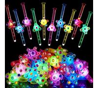 SCIONE 12 Pack LED Light Up Fidget Spinner Bracelets, Party Bag Fillers for Kids Glow in The Dark Party Supplies Treasure Box Toys for Class Birthday Gifts Xmas Stocking Stuffers for Teens Goodie Bags