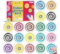 SCIONE 24 Pack Animation Party Bag Fillers for Kids- Dynamic Optical Illusion Fidget Spinners, Acrylic Rainbow Fidget Toys for Pass the Parcel Prizes, Birthday Favours, Classroom Rewards