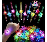 SCIONE 24 Pack LED Fidget Spinner Bracelets - Glow in the Dark Party Supplies | Sensory Toys for Autism | Adjustable Light Up Toys for Kids & Adults | Classroom Prizes, Christmas Stocking Fillers