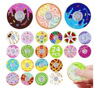 SCIONE 24 Pack Mini Colourful Donut Party Bag Fillers, Pass the Parcel Prizes Fidget Spinner for Kids -Sweet-Themed Birthday Gifts, Classroom Rewards, Sensory Fidget Toys(1.6 Inch)