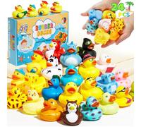 SCIONE 24 Pack Rubber Ducks Bath Toys, Floating Rubber Ducky with Holes for Easy Draining, Non-Toxic Baby Pool Toys for Toddlers 12 Months+, Summer Pool Toys Party Favors