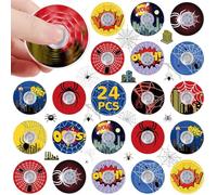 SCIONE 24 Pack Spider Party Bag Fillers for Kids,Mini Pass the Parcel Prizes,Funny Valentines Gifts for Kids Fidget Spinner - Classroom Rewards,Sensory Fidget Toys(1.6 Inch)