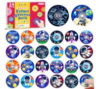SCIONE 24 Pcs Mini Fidget Spinners Outer Space Galaxy Party Bag Fillers | 24-pack space galaxy fidget spinners with a storage box. Perfect healthy party bag fillers for kids aged 3+.