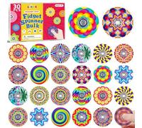 SCIONE 30 Pack Mini Fidget Spinners Party Bag Fillers for Kids, 15 Unique Kaleidoscope Patterns Acrylic Hand Spinners, Bulk Sensory Toys for Classroom Rewards, Pinata Fillers, 1.5"