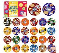 SCIONE 30 Pack Mini Fidget Spinners Party Bag Fillers for Kids, 15 Unique Magic Wizard School Patterns Acrylic Hand Spinners, Bulk Sensory Toys for Classroom Rewards, Pinata Fillers, 1.5"