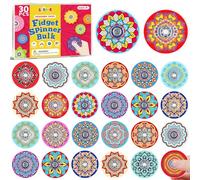 SCIONE 30 Pack Mini Fidget Spinners Party Bag Fillers for Kids, 15 Unique Mandala Exotic Patterns Acrylic Hand Spinners, Bulk Sensory Toys for Classroom Rewards, Pinata Fillers, 1.5"