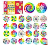SCIONE 30 Pack Mini Fidget Spinners Party Bag Fillers for Kids, 15 Unique Rainbow Geometric Patterns Acrylic Hand Spinners, Bulk Sensory Toys for Classroom Rewards, Pinata Fillers, 1.5"
