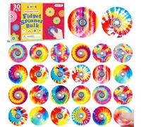 SCIONE 30 Pack Mini Fidget Spinners Party Bag Fillers for Kids, 15 Unique Tie Dye Patterns Acrylic Hand Spinners, Bulk Sensory Toys for Classroom Rewards, Pinata Fillers, 1.5"