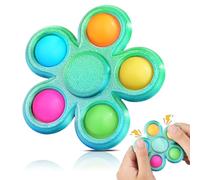 SCIONE 3D Printed Fidget Spinner Popper - Sensory Toy for Anxiety & ADHD | Bubble Press & Smooth Spinner Combo | Stress Relief Fidget Toy for Kids & Adults(White Blue Green)