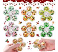 SCIONE 6 Pack Christmas Glitter Fidget Spinner Glittering Quicksand Fidgets Toy Stress Anxiety ADHD Relief Christmas Party Bag Fillers Gifts for Children Adults