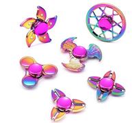 SCIONE 6 Pack Metal Fidget Spinners Set - Sensory Toys for Anxiety Relief, Rainbow Fidget Spinners for Kids & Adults, Durable Alloy Fidget Toy with Ultra-Smooth Bearings for 3-5 Min Spin, Stress Relie
