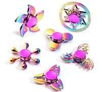 SCIONE 6 Pack Metal Fidget Spinners Set - Smooth Durable Metal Toys for Stress & Anxiety Relief, 3-5 Minute Spin Time, Sensory Fidget Toys for Kids & Adults (Rainbow Colour)