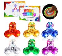 SCIONE 6PCS Mini Crystal LED Light Fidget Spinner for 3-8 Kids, 2.24inch LED Light up Fidget Toys for Kids,Glow in The Dark Party Supplies for Pass the Parcel Prizes Party Bag Fillers