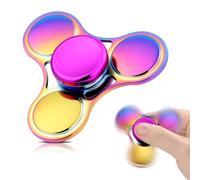 SCIONE Metal Fidget Spinner - Rainbow Alloy Anti-Stress Toy, High-Speed R188 Bearing for 2-3 Min Spin, Durable Silent Sensory Toy for Kids & Adults, Desk Gadget for ADHD & Focus