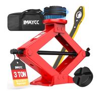 Scissor Jack 3t with Ratchet and Rubber Pad, Scratch-Resistant, Includes Practical Carry Bag, Robust Trolley Jack Made of Reinforced Steel, Suitable for All Cars, SUVs & MPVs, Tyre Change Set (Red)