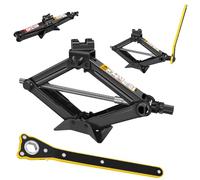 Scissor Jack Kit with Ratchet Wrench, 2Ton Heavy Duty Steel Scissor Car Jack, Lifting Range: 11-39cm, Scissor Jack for Car, Universal Tyre Repair Tools Kit for Easy Lifting Cars Van Vehicles, Black