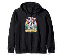 Scissor Me Timbers Colorful Softball Fun Baseball Themed Zip Hoodie