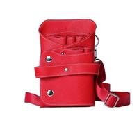 Scissor Pouch Hairdressing 6 Pocket PU Leather Hair Scissor Bag Big Space Salon Barber Comb Shear Pouch Holder Case with Belt Hairdressing Tool(Red)