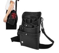 Scissor Pouch Holster with Belt, Portable Professional Barber Scissors Waist Bag Hair Clipper Comb Hairdressing Tool Storage Bag(Black)