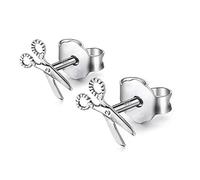 Scissor Stud Earrings in Nickel-Free 925 Sterling Silver with Butterfly Fastening