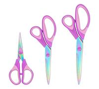 Scissors All Purpose 3 Pack, Ergonomic Comfort Grip Scissors Premium Titanium Coated Stainless Steel Shears for Fabric Sewing Craft Office Home Kitchen Professional Multi Purpose Scissors Set Purple