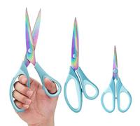 Scissors All Purpose, Sharp Titanium Blades Shears, Rubber Soft Grip Handle, Multipurpose scissors 3 pack, Great for Office, Fabric, Craft, Sewing, Arts, School and Home Supplies, Blue