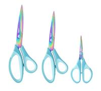 Scissors Bulk Set of 3-Pack, Titanium Soft Grip Scissors Set for Sewing, Arts, Crafts, Office (Blue)