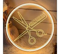 Scissors Neon Sign for Wall Decor 3D Art Carving Design Indoor Bedroom Led Neon Signs Backdrop Flex Christmas Party Wedding Living Room Birthday Gift(Warm White,USB,30×30 CM)