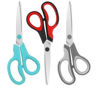 Scissors, Niutop 8" All Purpose Scissors Ergonomic Comfort Grip Craft Shears Sharp Scissors for Office Home Household Sewing School Students Older Kids Scissor Supplies, Black/Grey/Aqua, 3-Pack