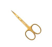 Scissors, Professional Stainless Steel Curved Cuticle Sharp Dead Skin Scissors Pointed for Trimming Eyebrows, Nose Hair, Manicure, Finger & Toe Care, Titanium Gold