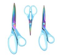 Scissors Set, Titanium-Coated All-Purpose Craft Fabric Scissors for Adults, Multipack Office & School Stationery Sharp Shears with Ergonomic Grips (Blue)