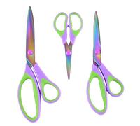 Scissors Set, Titanium-Coated All-Purpose Craft Fabric Scissors for Adults, Multipack Office & School Stationery Sharp Shears with Ergonomic Grips (Green & Purple)